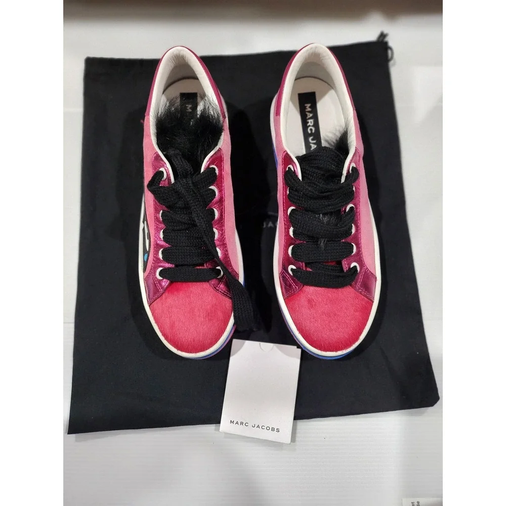 Marc Jacobs Pink Love Faux Fur Pony Hair Sneakers EU 39 US 9 Low Top Shoes